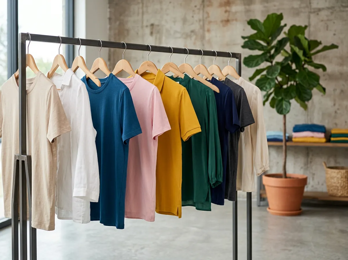 Ropa básica doblada en estante